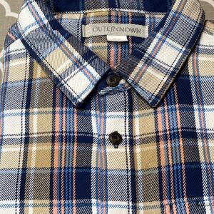 Outerknown Blue and White Casual Button Down Shirt